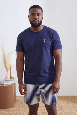 Lacivert Regular _izgili Homewear B_y_k Beden Pijama Tak_m_ TMNSS26AI00020
