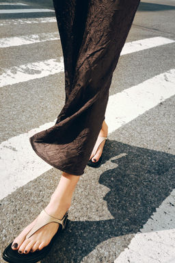 LEATHER BUCKLE-STRAP SANDALS - Zara фото 10