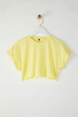 TRENDYOLMILLA Beyaz %100 Pamuk Bisiklet Yaka Super Crop Orme T-Shirt TWOSS21TS0091  фото 5