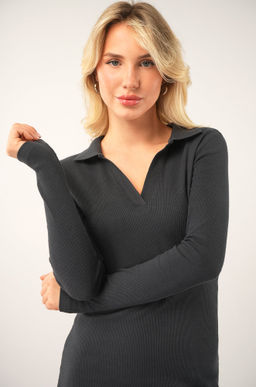 Женское платье-поло в рубчик Happyfox