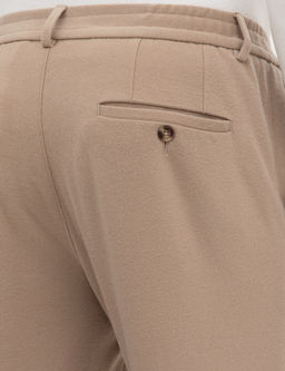Bej Slim Fit Flanel Dokulu Kuma_ Pantolon