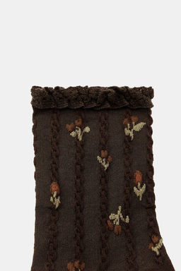 FLORAL PRINT LACE TRIM SOCKS - Zara фото 3