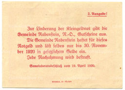 50 геллеров 1920 года Австрия Рабенштайн (нотгельд)