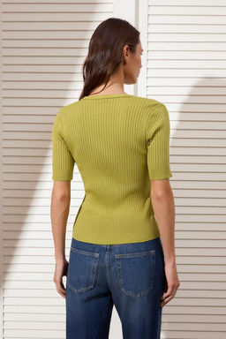 Yag Yesil V Yaka Fitilli Triko Bluz TWOSS26BZ00116