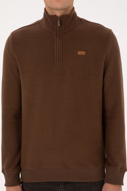 Erkek Regular Fit Yar_m Fermuarl_ Kahverengi Basic Sweatshirt - U.s. polo assn фото 13