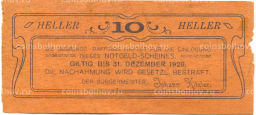 10 геллеров 1920 года Австрия Раффингс (нотгельд)