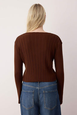 Kahverengi Ispanyol Kol Triko H?rka TWOAW26HI00268 - Trendyolmilla фото 4