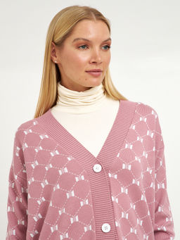 кардиган женский розовый с пуговицами и с принтом - Glenfield фото 6