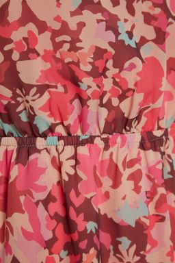 Pembe Cicek Desenli Belden Ac?lan Mini Dokuma Elbise TWOSS23EL02008 - Trendyolmilla фото 6