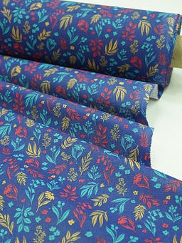 Ситец Цветная флора цв.чернильно-васильковый, ш.0.8м, хлопок-100%, 85гр/м.кв