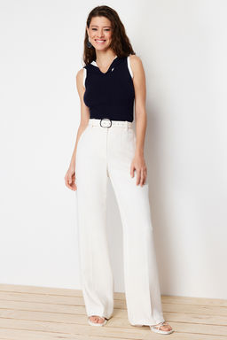 Lacivert Denizci Yaka Premium/ Ozel Iplikli Triko Bluz TWOSS24BZ00224 - Trendyolmilla фото 2