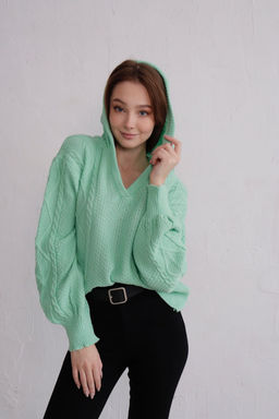 9937 Пуловер с капюшоном мята - Martichelli фото 11