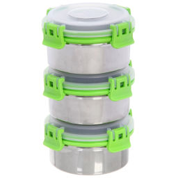 Набор Ланч-бокс 3шт 10*6см из нержавеющей стали с пластиковой крышкой в чехле