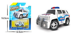 Металл. модель 5,4*3,5см "Полицейский джип" (879-005B-2) усиленный инерц. механизм, в блистере 16,5*12,5см