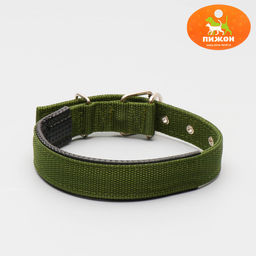 Ошейник Комфорт комбинированный, 58 х 3 см, ОШ 45-52 см, тёмно-зелёный