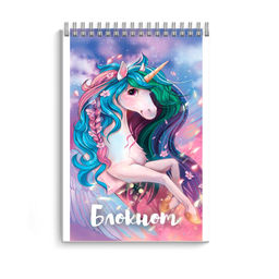 Цена за 3 шт.Блокнот, А7, 40 л, арт. 65969 ЕДИНОРОГ / Блок - белый офсет 60 г/м?, клетка, гребень по короткой сто