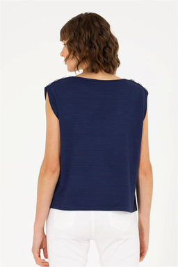 Женская темно-синяя футболка без рукавов с круглым вырезом Неожиданная скидка в корзине - U.s. polo assn фото 5