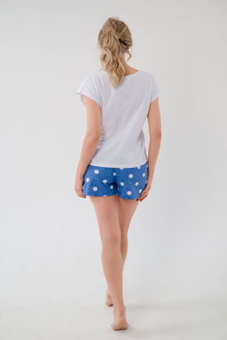 Пижама женская из футболки и шорт из кулирки Алиса горох синий - Амадэль фото 7