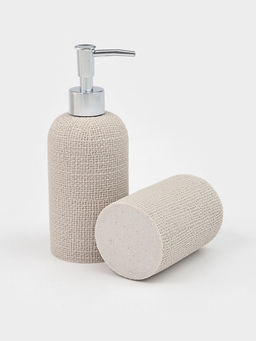 Набор для ванной «Плетение», 2 предмета, дозатор для мыла, стакан, бежевый