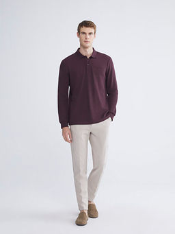Polo Yaka Uzun Kollu Erkek Sweatshirt