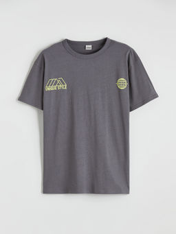 Bisiklet Yaka Bask?l? Erkek ?ocuk Ti??rt