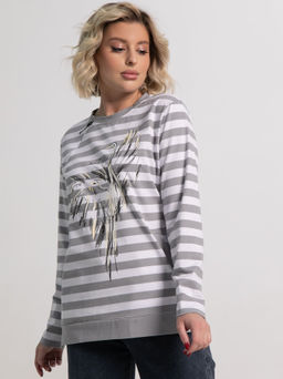 Блуза Журавлиная песня (бело-серая) Б15285-18М - Lt collection фото 7