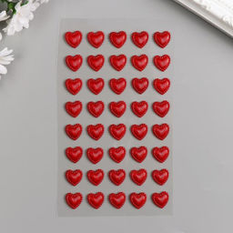 Цена за 3 шт. Наклейка пластик стразы "Сердечки-кристаллы с рисунками" 1,1х1,1 см МИКС 23х9,5 см