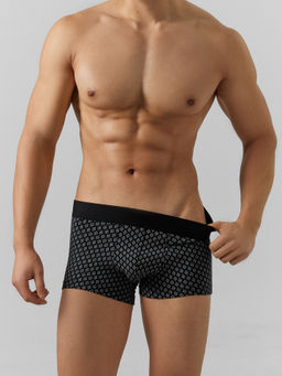 Цена за 2 штуки! Трусы боксеры мужские черные с принтом ромбы на черном2 411215