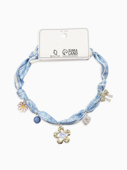 Колье-чокер на платке "Стиль". цвет голубой с золотом