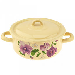 "Анютины глазки" Кастрюля эмалированная 1,45л, форма цилиндрическая, металлическая крышка (Россия)