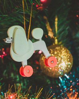 Елочная игрушка - Пудель белый 1013