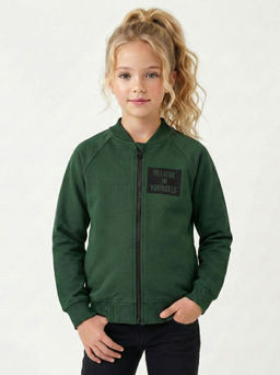 Толстовка для девочки на молнии 22-5528 зеленый