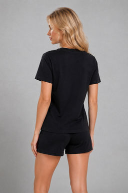 Арт. 9108 Пижама с шортами 42-50 Цвет:верх-черный,низ-черный
