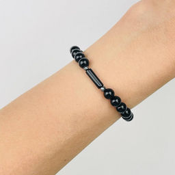 Браслет из черного Агата и Гематита 19 см