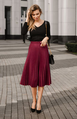 Юбка гофре винный - Donna saggia фото 2