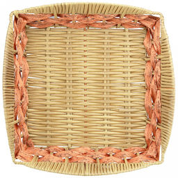Корзина-сухарница плетеная Береста 28,5х28,5см h7,5см, полипропилен, карамельный, ажурный край, металлический каркас, форма квадратная (Китай) - Домашняя мода фото 3