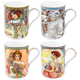 Набор 4 кружек 350 мл 10,8*7,5*10,5 см "Времена года", NEW BONE CHINA