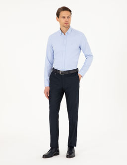 A__k Mavi Slim Fit Uzun Kollu G_mlek