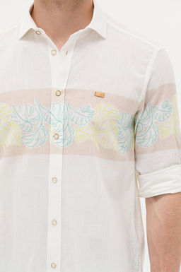 Рубашка мужская U.S. Polo Assn с длинным рукавом кремовая  фото 7