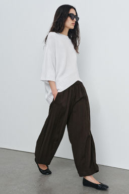 PANTAL?N BARREL ZW COLLECTION / Marr?n - Zara фото 3