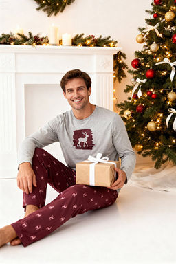 Bordo Geyik Bask_l_ Regular Fit _rme Pijama Tak_m_ TMNAW25PT00040 - Trendyolmilla фото 2