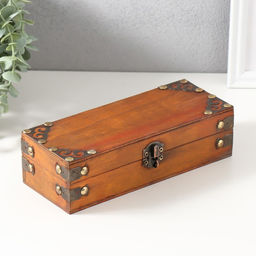 Шкатулка для украшений «Сундук. Амадео», дерево, коричневая, 21.5×8.7×6 см