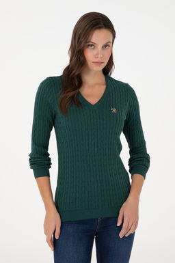 Женский темно-зеленый базовый свитер Неожиданная скидка в корзине - U.s. polo assn фото 3