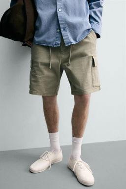BERMUDA CARGO RELAXED FIT LAVADO / Khaki - Zara фото 5