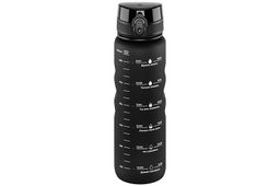 Бутылка для воды 1000 мл 7,8*7,8*28,5 см "Style Matte" с углублениями д/пальцев черная, мотивацион.
