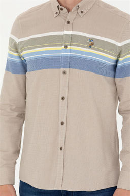 U. S. Polo Assn / Мужская рубашка светло-хаки с длинным рукавом - U.s. polo assn фото 6