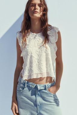 TRF FOLDED HIGH-WAIST JEANS - Zara фото 2