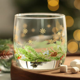 Стакан стеклянный новогодний «Зимний букет», 310 мл, золотая деколь