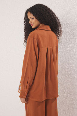 Trendyolmilla Kiremit Nak?s Detayl? Beli Lastikli Straight/Duz Kesim Pantolon TWOSS25PL00080  фото 4