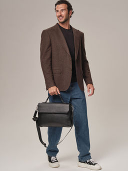 Мужская кожаная сумка Levi DBR 7115 черный фото 5